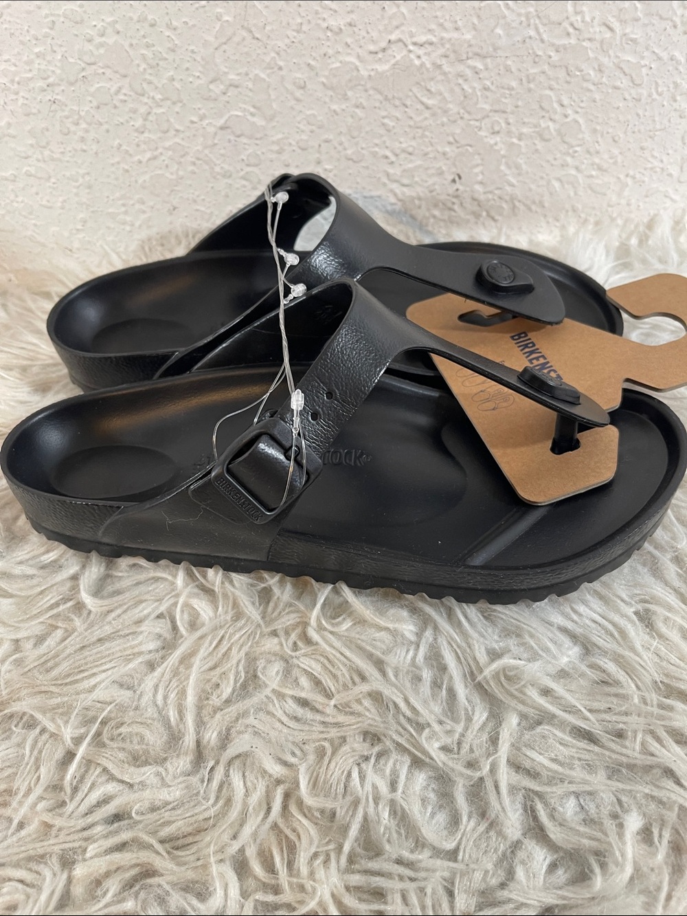 BIRKENSTOCK Gizeh Essentials Black Slip On Lightweight Size 10 NEW - Picture 9 of 14